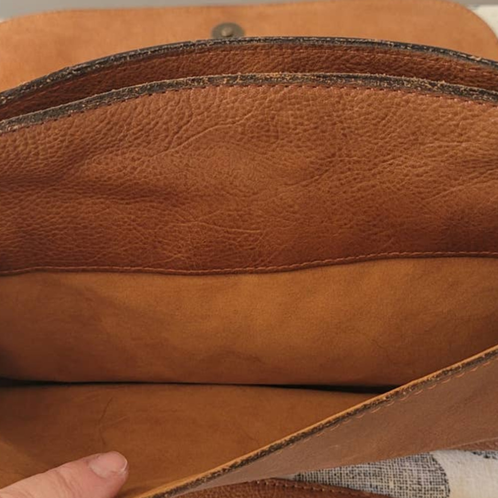 Patricia Nash Postiano Square Heritage Tan Leather Shoulder Bag - Picture 6 of 8